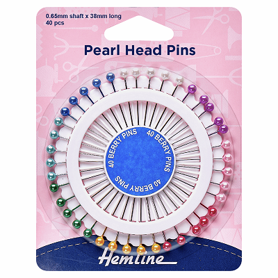 H669 Assorted Pearl Heads Pins: Nickel - 38mm, 40pcs.. 